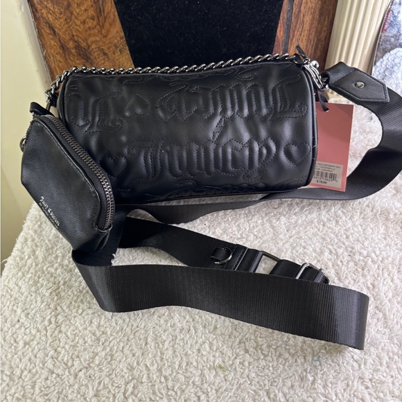 Juicy Couture set 2 Black Quilted Barrel Crossbody Bag/ID Card Wallet $80 NWT - Picture 3 of 10